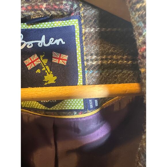 Boden British tweed wool blazer plaid women’s 8 - Picture 3 of 9